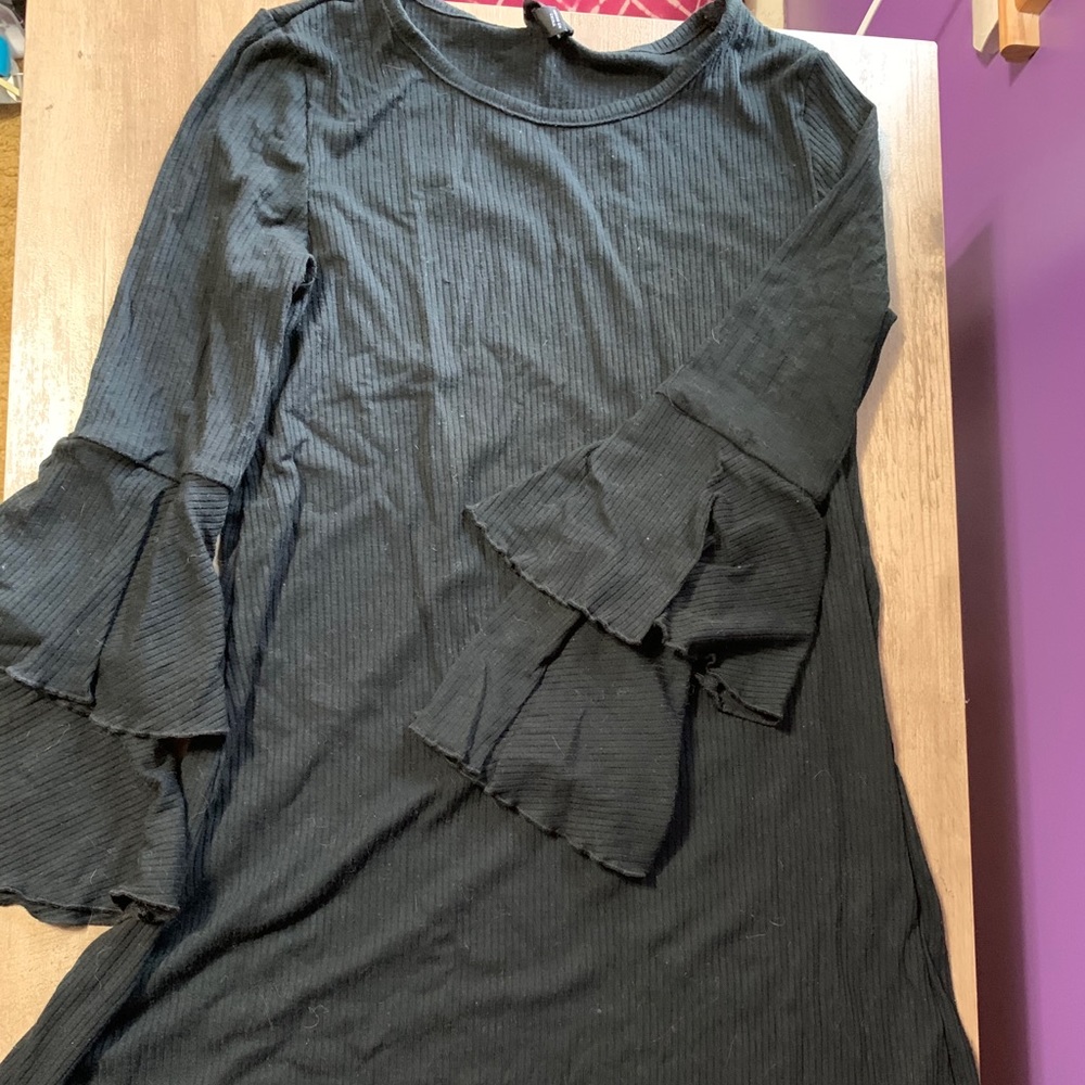 Girls black dress with bell sleeves